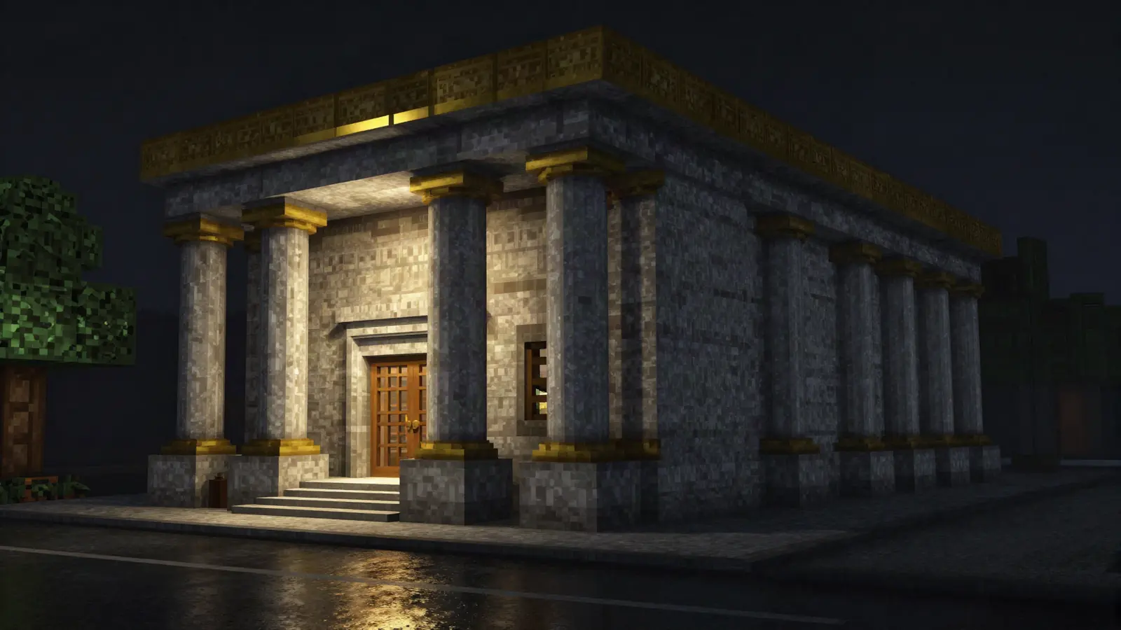 Bank in der Minecraft-Stadt